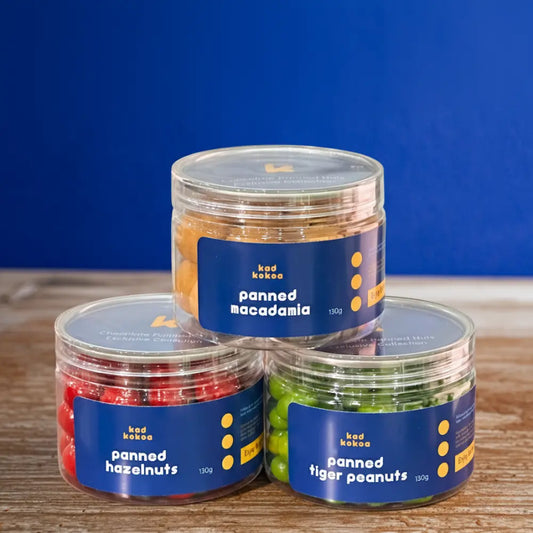 Kad Kokoa chocolate panned nuts exclusive collection set of 3 jars 130g