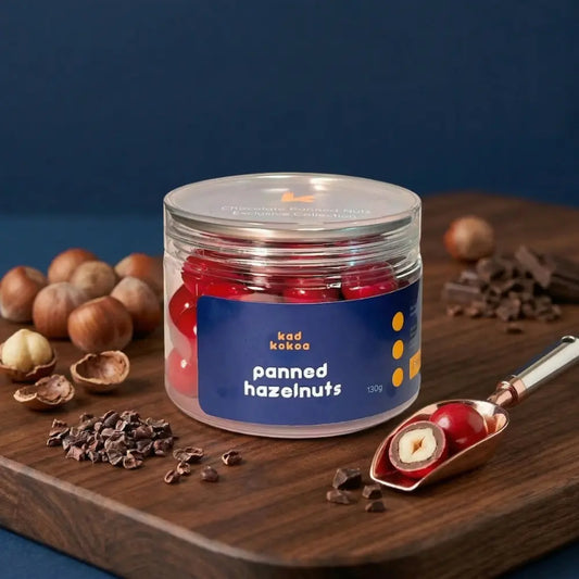 Kad Kokoa chocolate panned hazelnuts 130g jar
