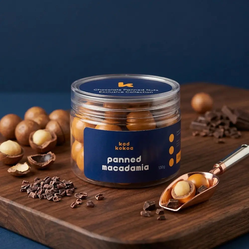 Kad Kokoa chocolate panned macadamia 130g jar