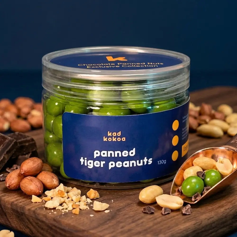 Kad Kokoa chocolate panned tiger peanuts 130g jar