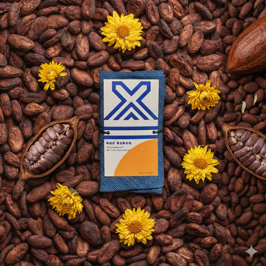Chocolate Bar 20g - Chrysanthemum - Indigo Fabric Wrap