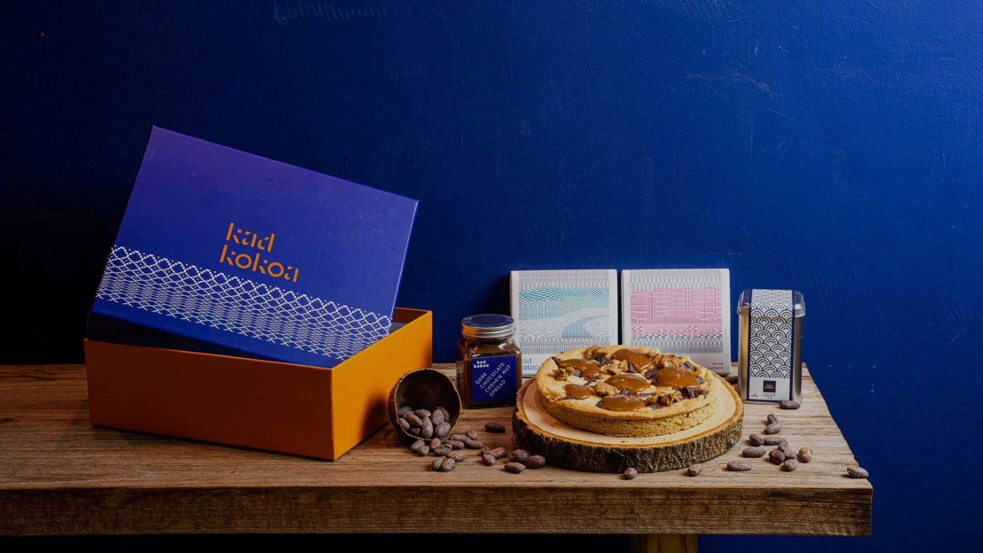 products from kad kokoa on a wooden bench